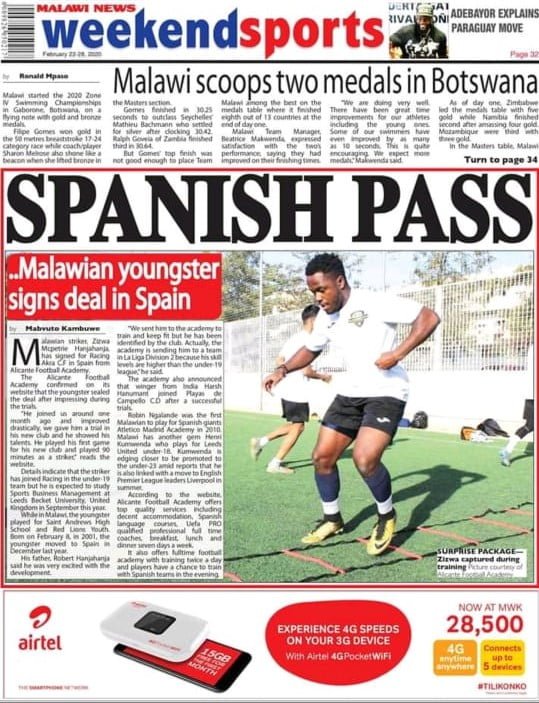 Alicante football academy player in newspaper