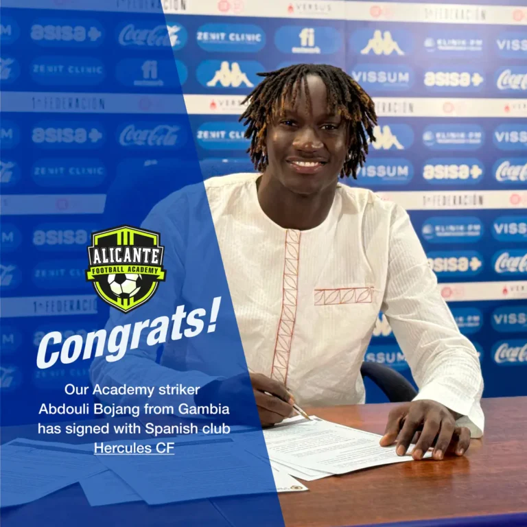 We are thrilled to announce that our talented striker, Abdouli Bojang, has taken a significant step in his football journey by signing with Hércules CF.