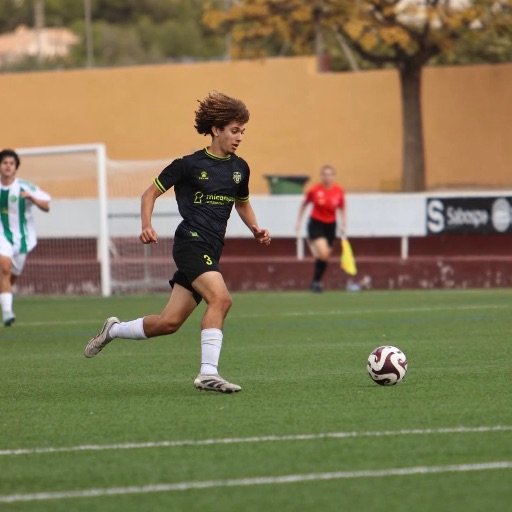 a youth football player running with the ball during a match for how to become a footballer without an academy